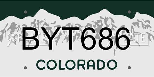 BYT686 Colorado License Plate