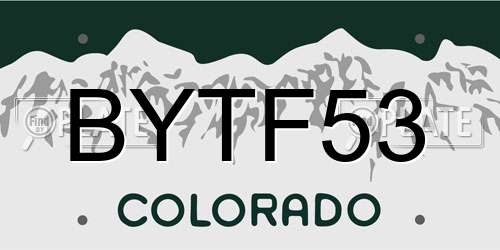 BYTF53 Colorado License Plate