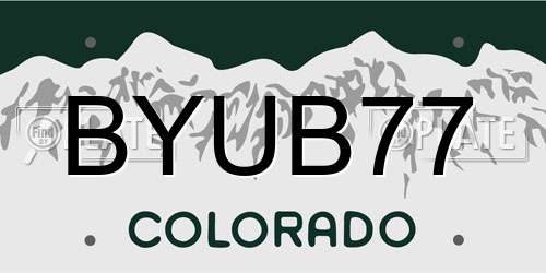 BYUB77 Colorado License Plate