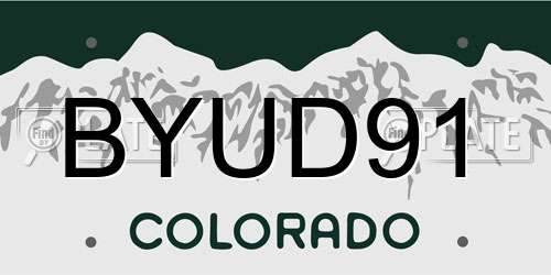 BYUD91 Colorado License Plate