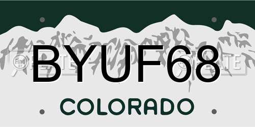 BYUF68 Colorado License Plate