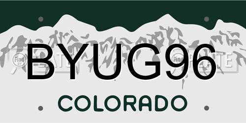 BYUG96 Colorado License Plate
