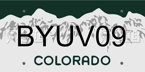 BYUV09 Colorado License Plate