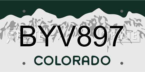 BYV897 Colorado License Plate