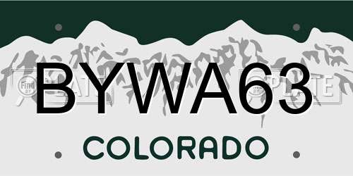 BYWA63 Colorado License Plate