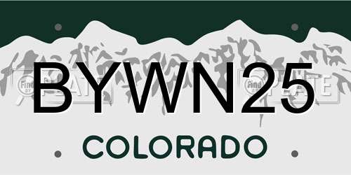 BYWN25 Colorado License Plate