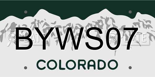 BYWS07 Colorado License Plate
