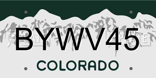 BYWV45 Colorado License Plate