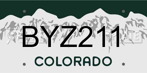 BYZ211 Colorado License Plate