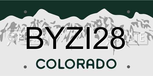 BYZI28 Colorado License Plate