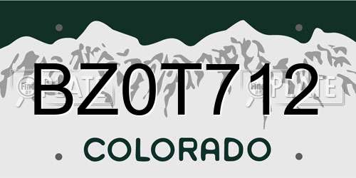 BZ0T712 Colorado License Plate