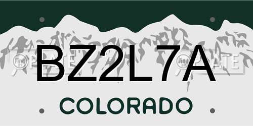 BZ2L7A Colorado License Plate