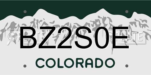 BZ2S0E Colorado License Plate