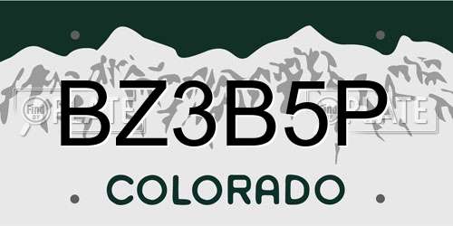 BZ3B5P Colorado License Plate