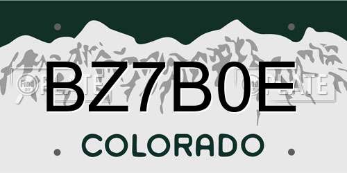BZ7B0E Colorado License Plate