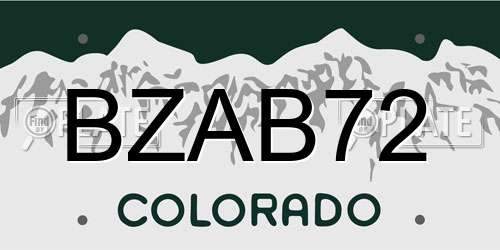 BZAB72 Colorado License Plate