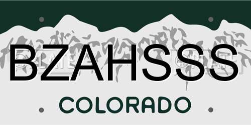BZAHSSS Colorado License Plate