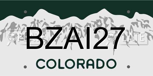 BZAI27 Colorado License Plate