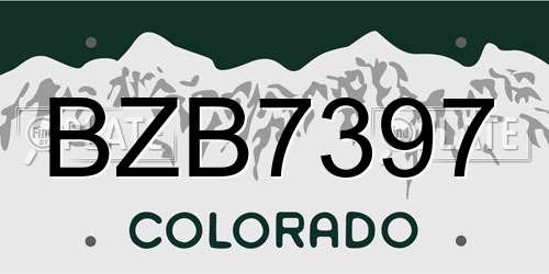 BZB7397 Colorado License Plate