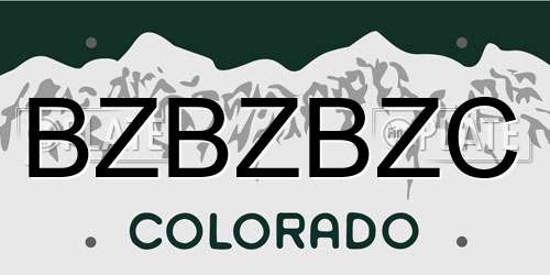 BZBZBZC Colorado License Plate