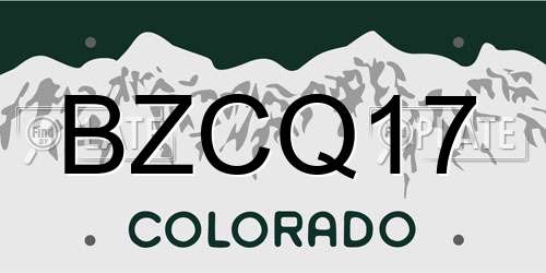 BZCQ17 Colorado License Plate