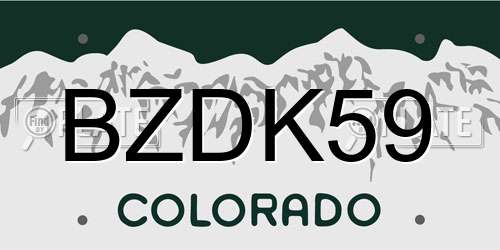 BZDK59 Colorado License Plate