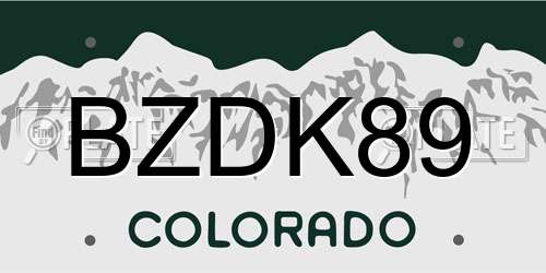 BZDK89 Colorado License Plate