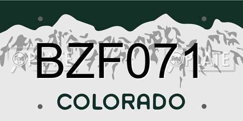 BZF071 Colorado License Plate