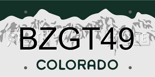 BZGT49 Colorado License Plate