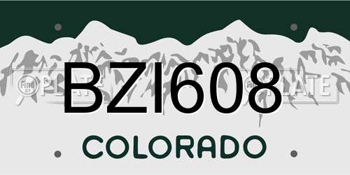 BZI608 Colorado License Plate