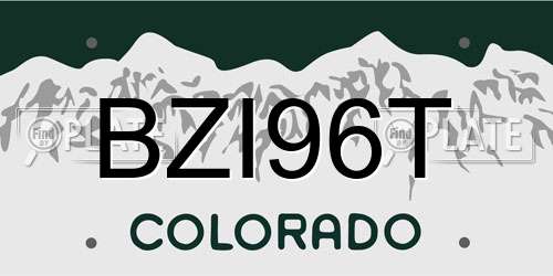 BZI96T Colorado License Plate