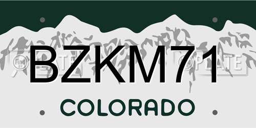 BZKM71 Colorado License Plate