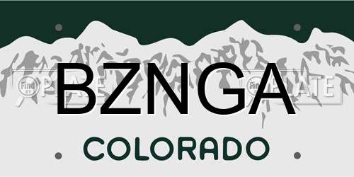 BZNGA Colorado License Plate