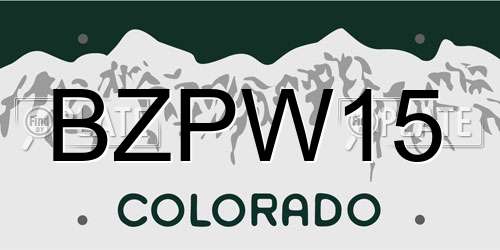 BZPW15 Colorado License Plate