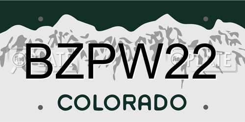 BZPW22 Colorado License Plate