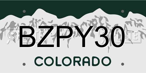 BZPY30 Colorado License Plate