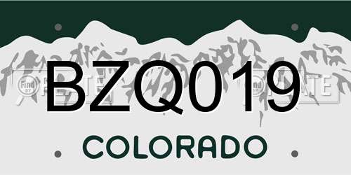 BZQ019 Colorado License Plate