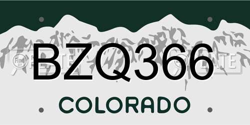 BZQ366 Colorado License Plate