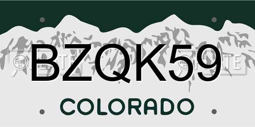 BZQK59 Colorado License Plate