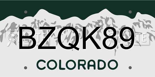 BZQK89 Colorado License Plate