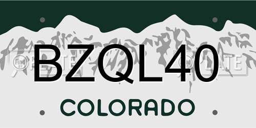 BZQL40 Colorado License Plate