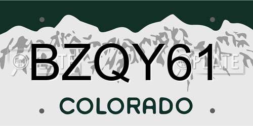 BZQY61 Colorado License Plate