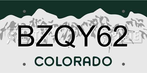BZQY62 Colorado License Plate