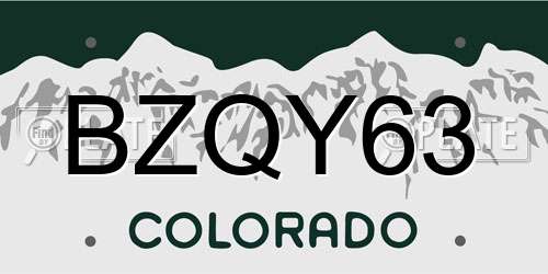 BZQY63 Colorado License Plate