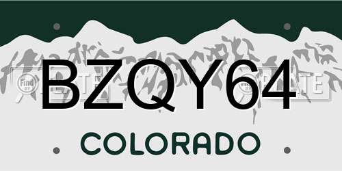 BZQY64 Colorado License Plate