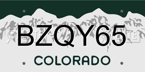 BZQY65 Colorado License Plate