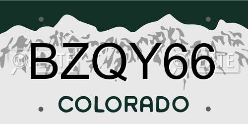 BZQY66 Colorado License Plate
