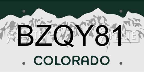 BZQY81 Colorado License Plate