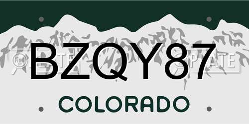 BZQY87 Colorado License Plate