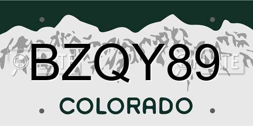 BZQY89 Colorado License Plate